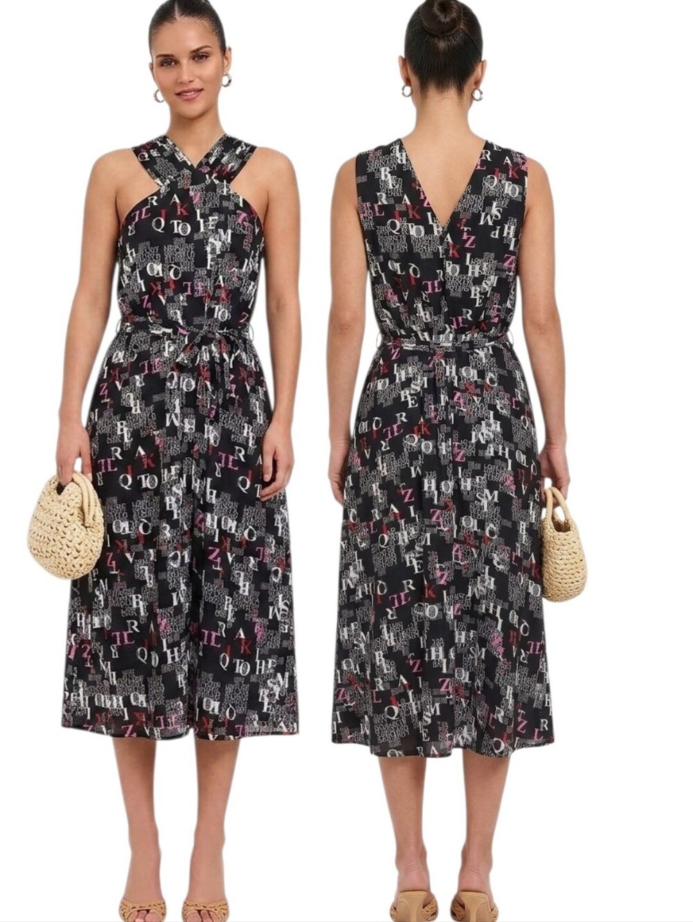 RACHEL ROY Print A Line Halter Dress - Size 14